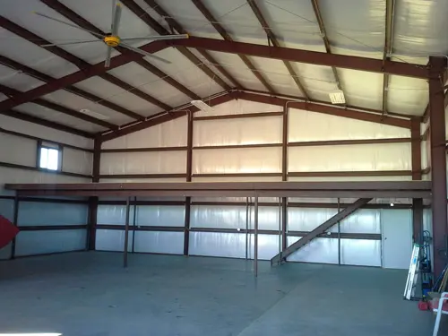 Steel building with mezzanine